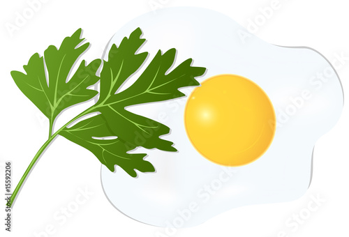 Fried egg with parsley