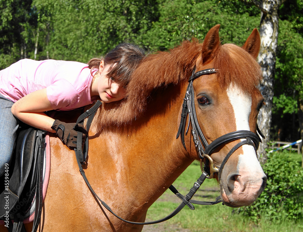 Obraz premium Mädchen und ihr Pony