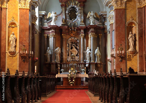 inside one of the baroque churches in budapest, hungary