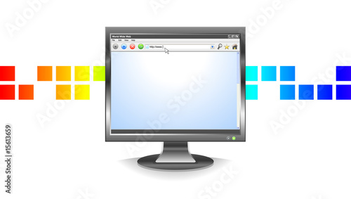 Blank Computer Monitor with Abstract Pattern