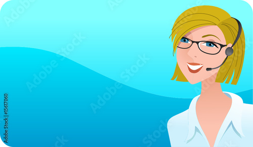 business woman with a earphone