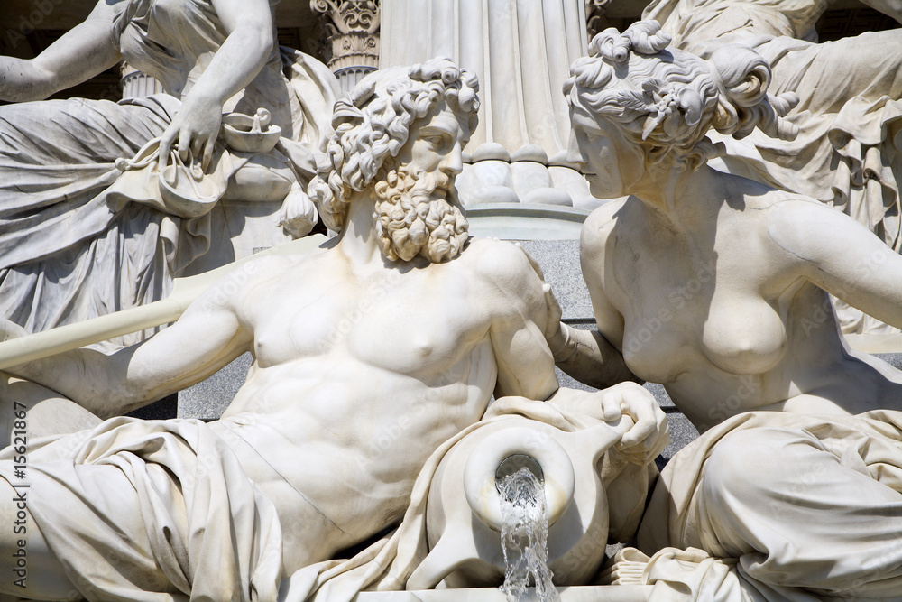 Fototapeta premium Vienna - detail from Athene fountain for the parliament