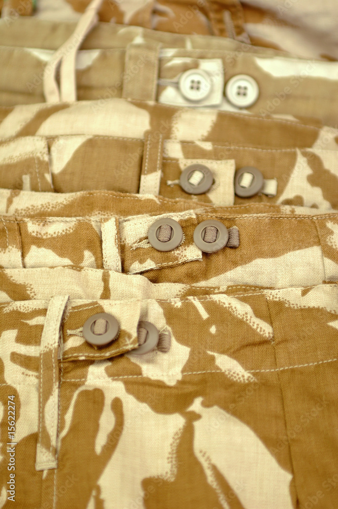 beige military desert camouflage clothing