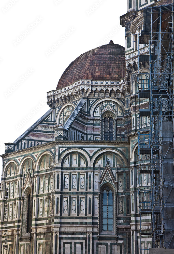 Il Duomo and Scaffold on White Background