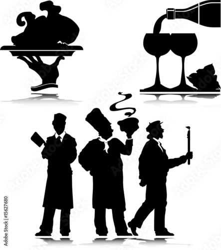 waiter vector silhouettes