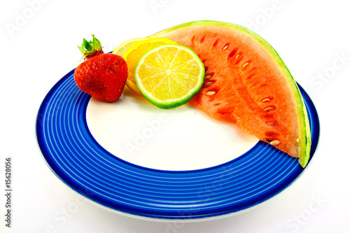 Watermelon with Citrus Slices and Strawberry