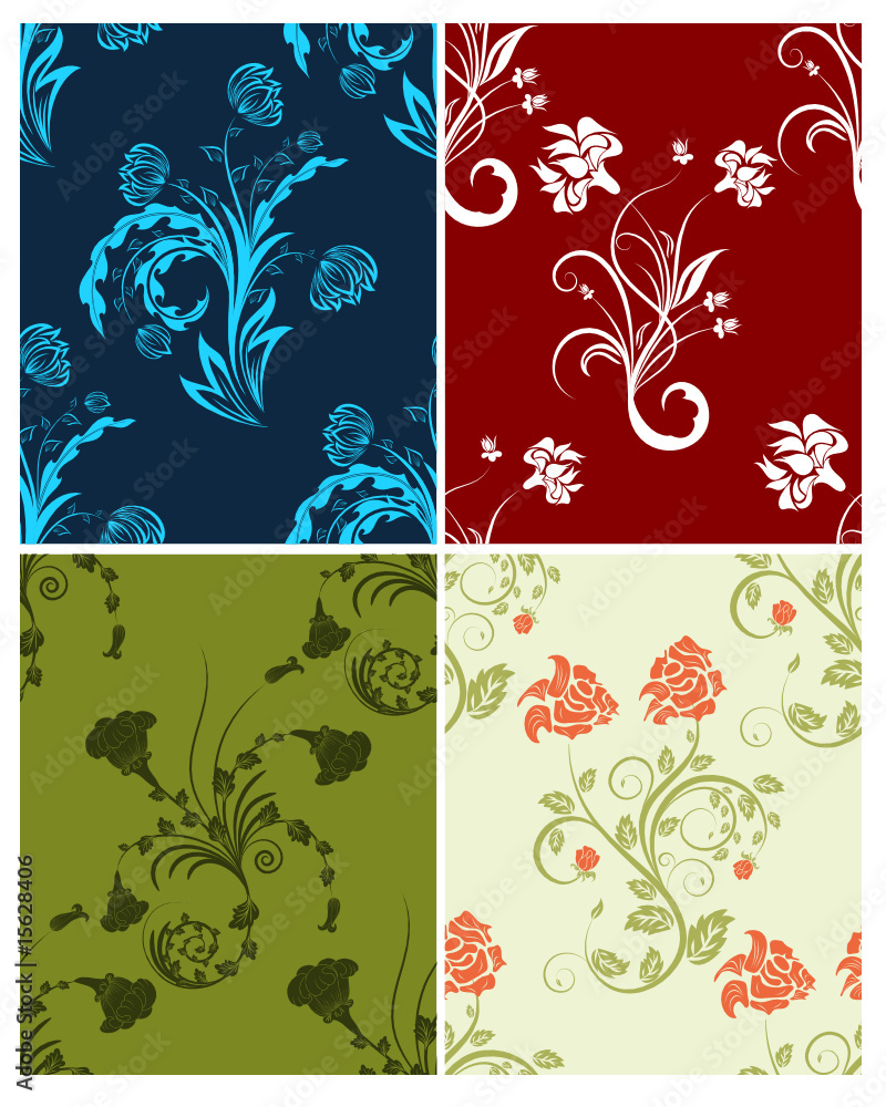 floral seamless patterns set