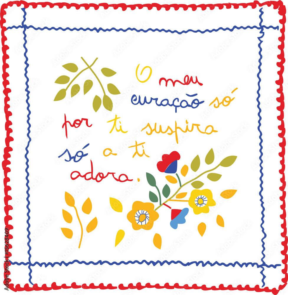 Lenço dos Namorados Valentine´s Embroidery Scarf Stock Vector | Adobe Stock