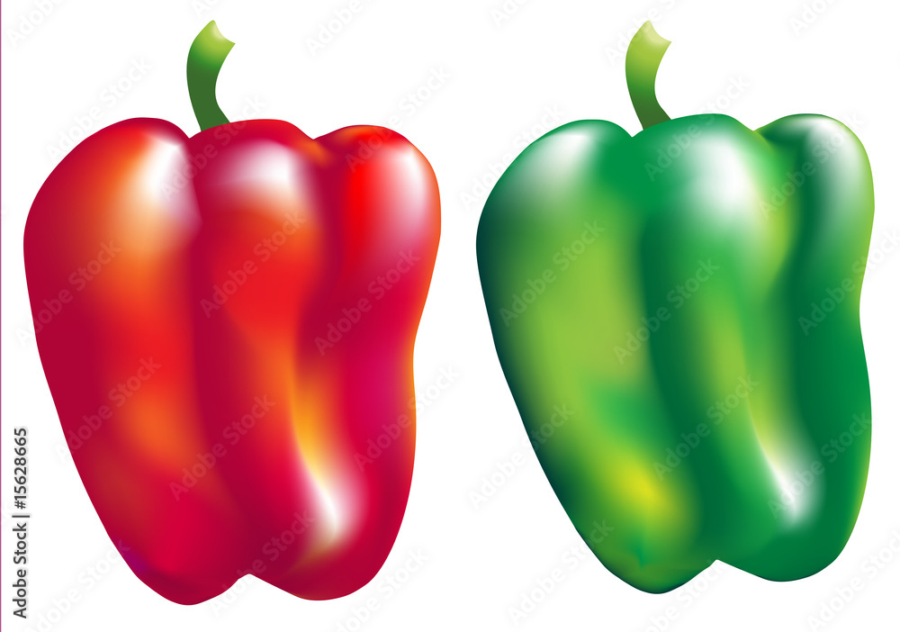 Poivrons vert et rouge Illustration Stock | Adobe Stock