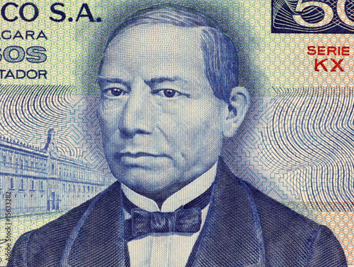Obraz na plátně Benito Juarez on 50 Pesos 1981 Banknote from Mexico