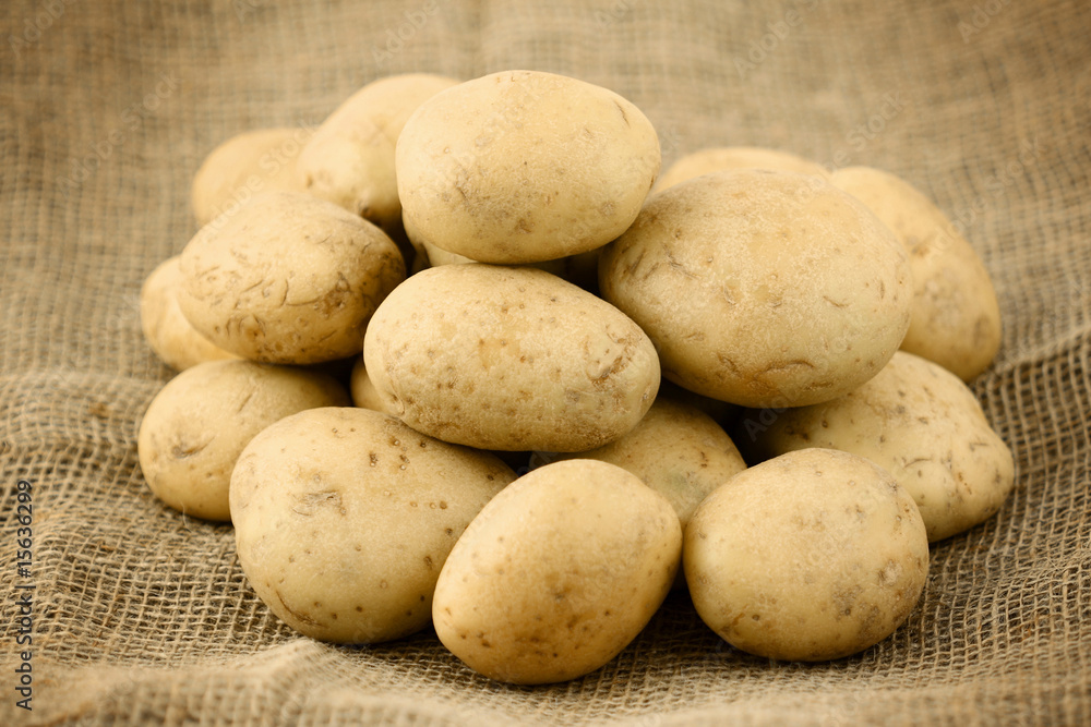 potatoes on sacking