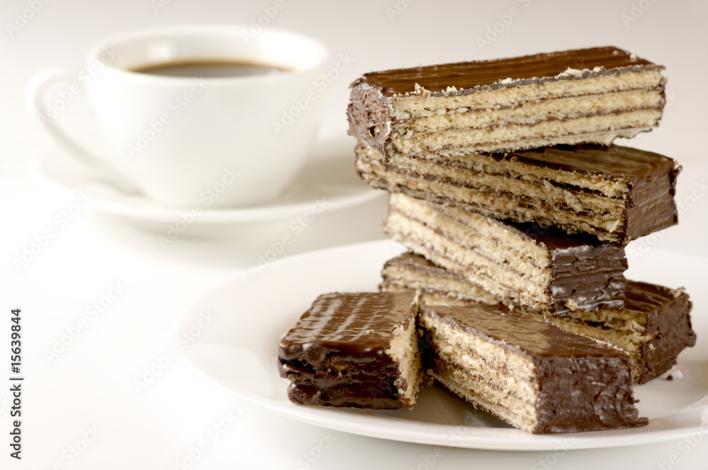 Chocolate wafer and coffee Chocolate wafer and coffee