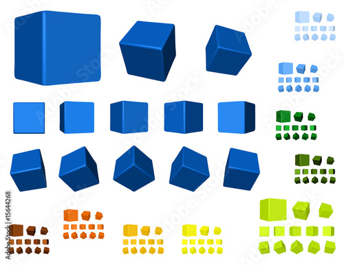 rotating cubes color variations