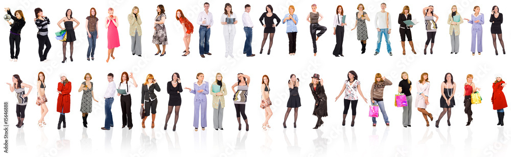 Group of people isolated over white Group of people isolated over white