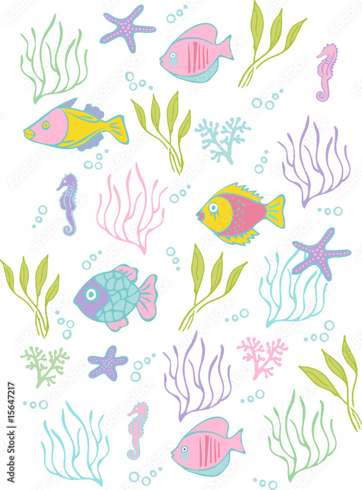 background with decorative fishes