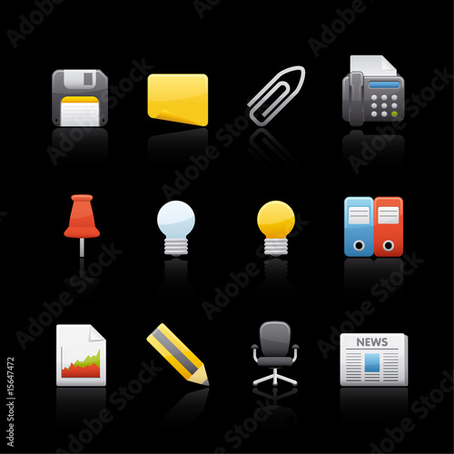 Icon Set in Black - Office and Business photo
