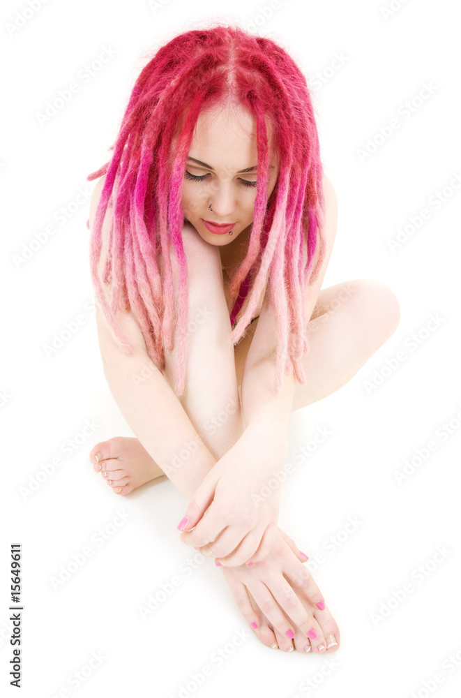 Fototapeta premium pink hair girl