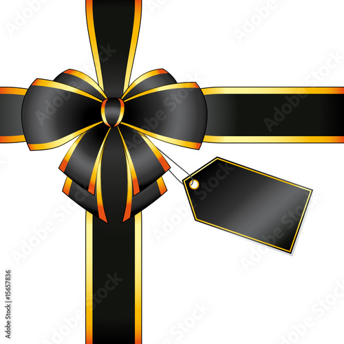 Emballage cadeau noeud noir et or
