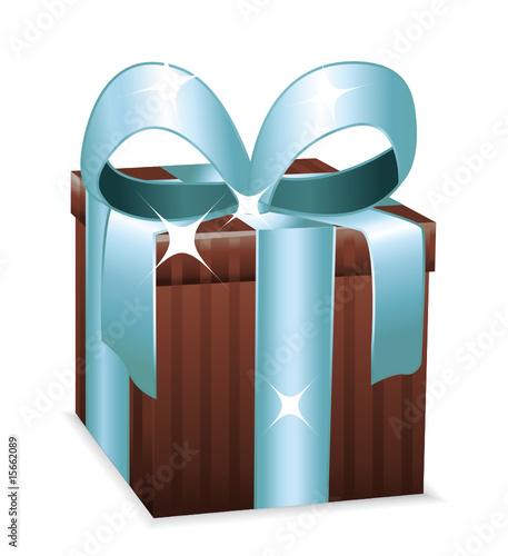 Nice brown gift with blue ribbon