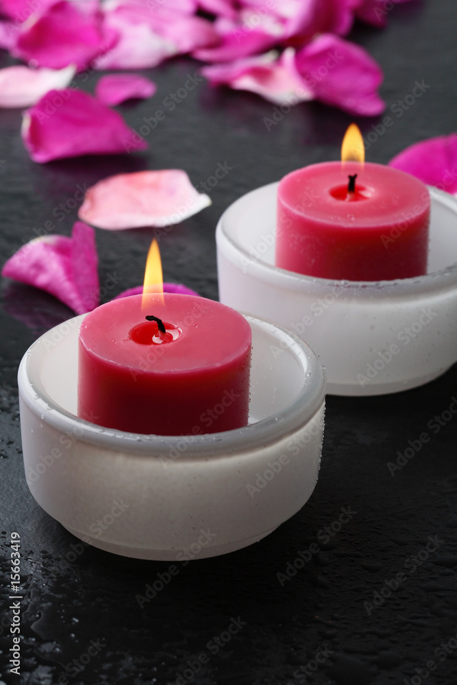 Candle and flower petal decoration. Candle and flower petal decoration.