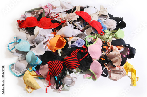 The pile of colourful bra