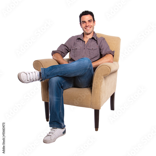 Young man sitting on a sofa