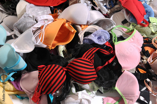 The pile of colourful bra