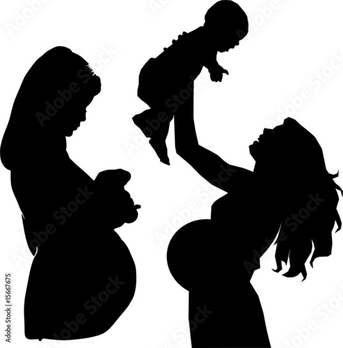 pregnant mother vector silhouettes