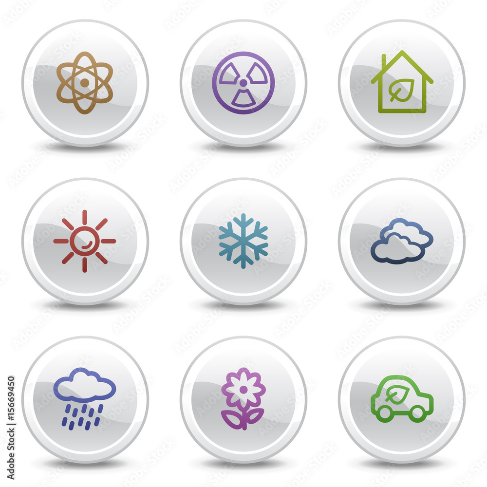 Ecology web colour icons set 2, white circle buttons series Ecology web colour icons set 2, white circle buttons series
