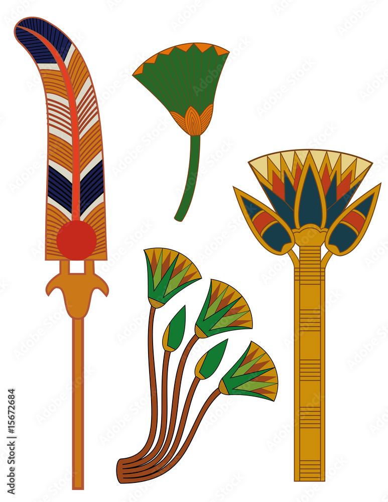 lotos and egyptian ornaments Stock Vector | Adobe Stock