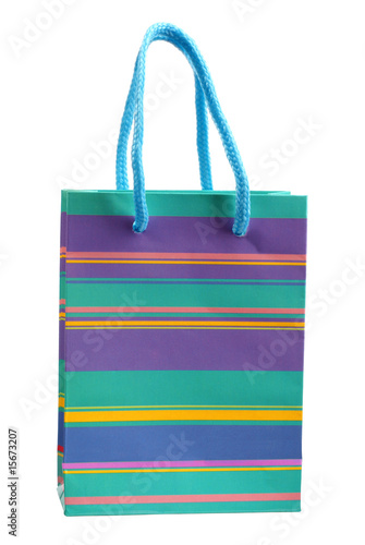 color paper bag on white background