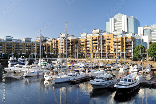 Marina and luxury flats, St Katharine Dock, London, England, UK © photomic