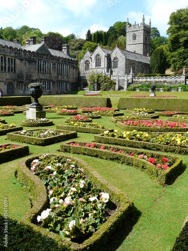 Gardens at Lanhydrock Castle near Bodmin in Cornwall England