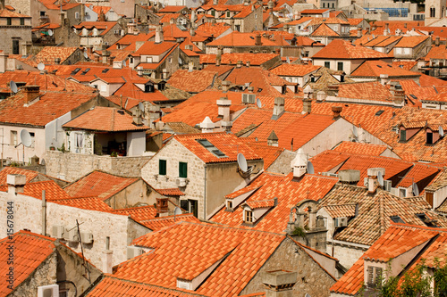 Red tiled roofs of old city Dubrovnik, Croatia