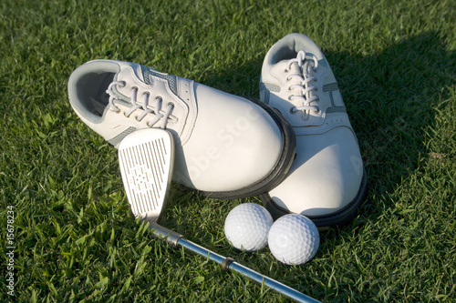 Golf accessories on the grass green