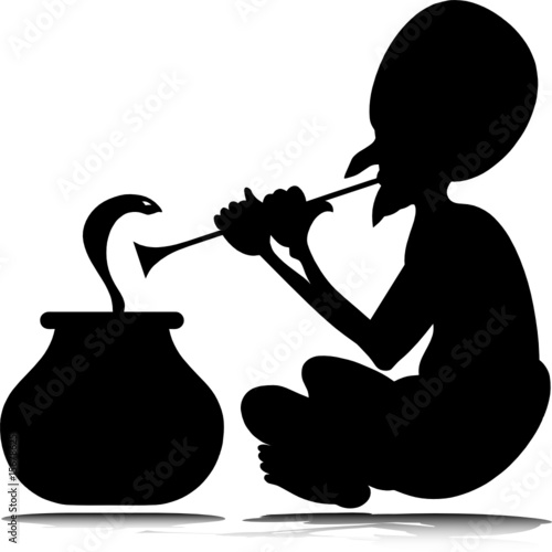 indian snake charmer vector silhouettes photo