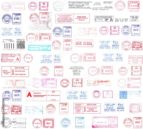 colorful background, postmarks from the world