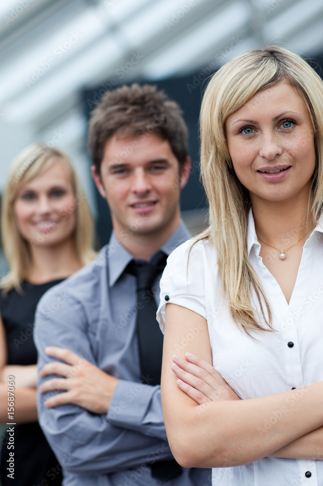 Portrait of a businesswoman in front of her team Portrait of a businesswoman in front of her team