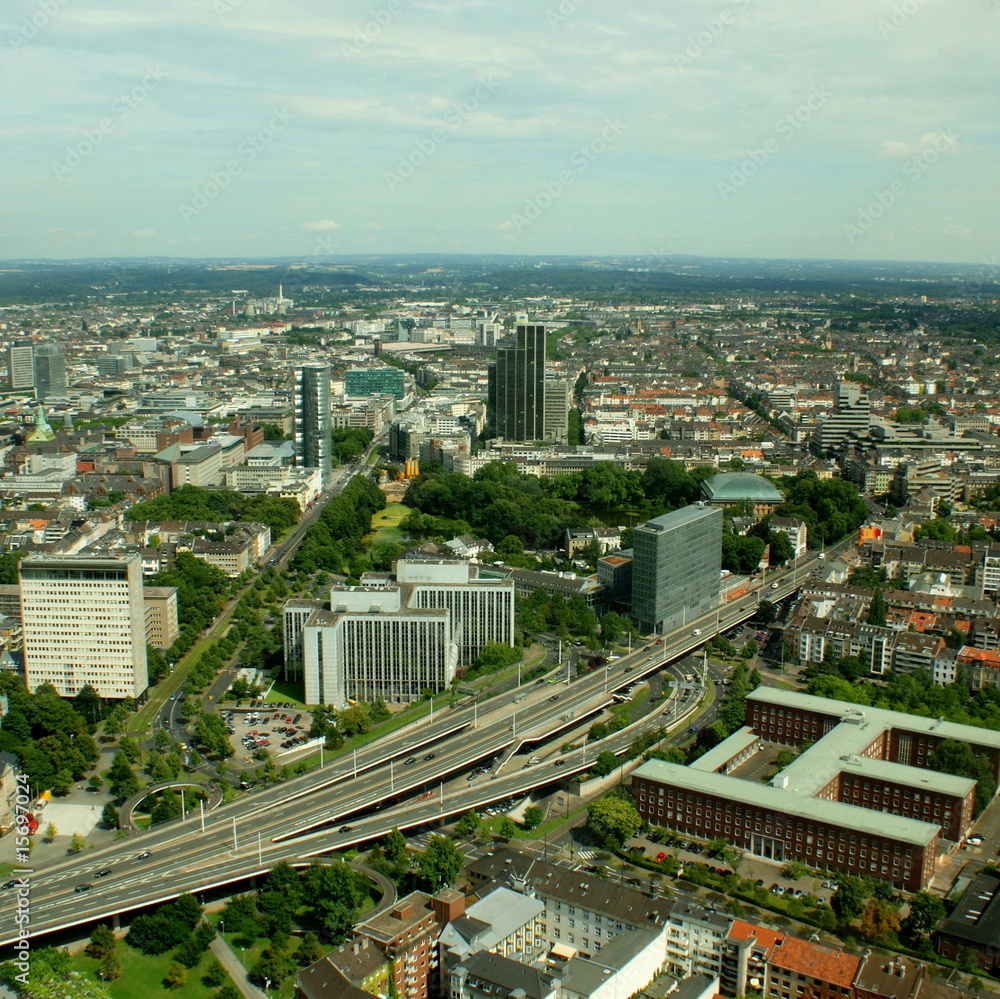 Düsseldorfer Innenstadt aus der Vogelperspektive