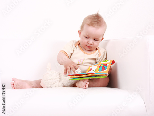Cute baby reading