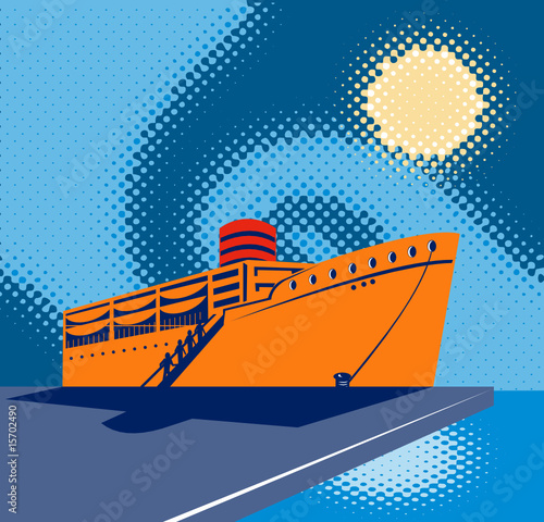 Passenger ship with people boarding