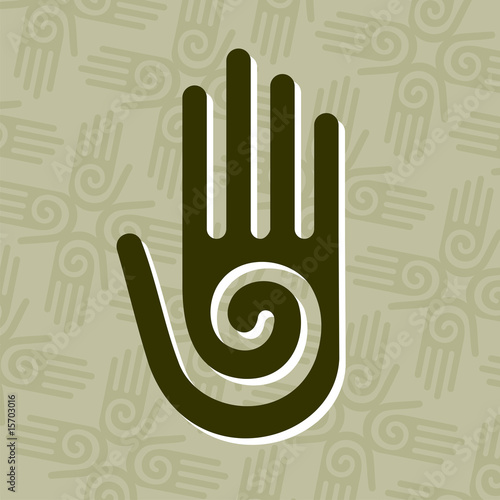 Hand with spiral symbol