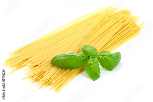 Italian spaghetti with Basil Leaf