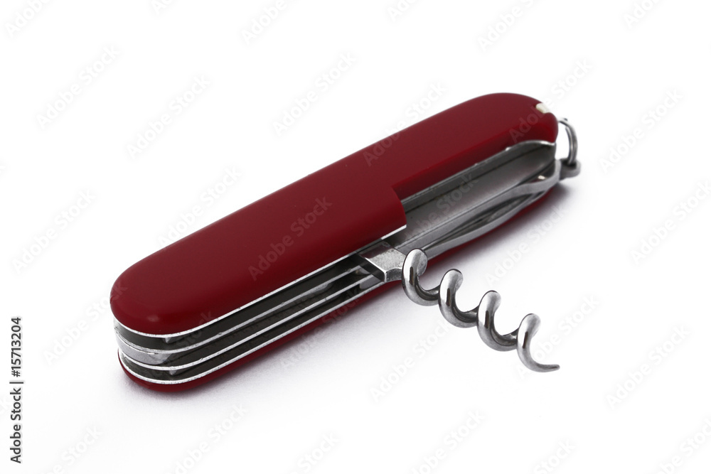 Suisse - Tire bouchon sur couteau d'officier rouge Suisse - Tire bouchon sur couteau d'officier rouge