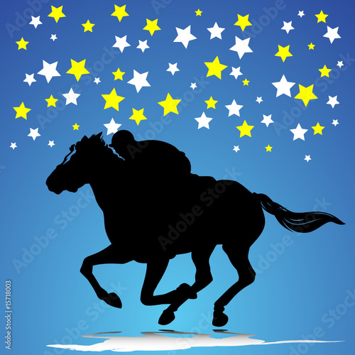 horse in race vector silhouettes