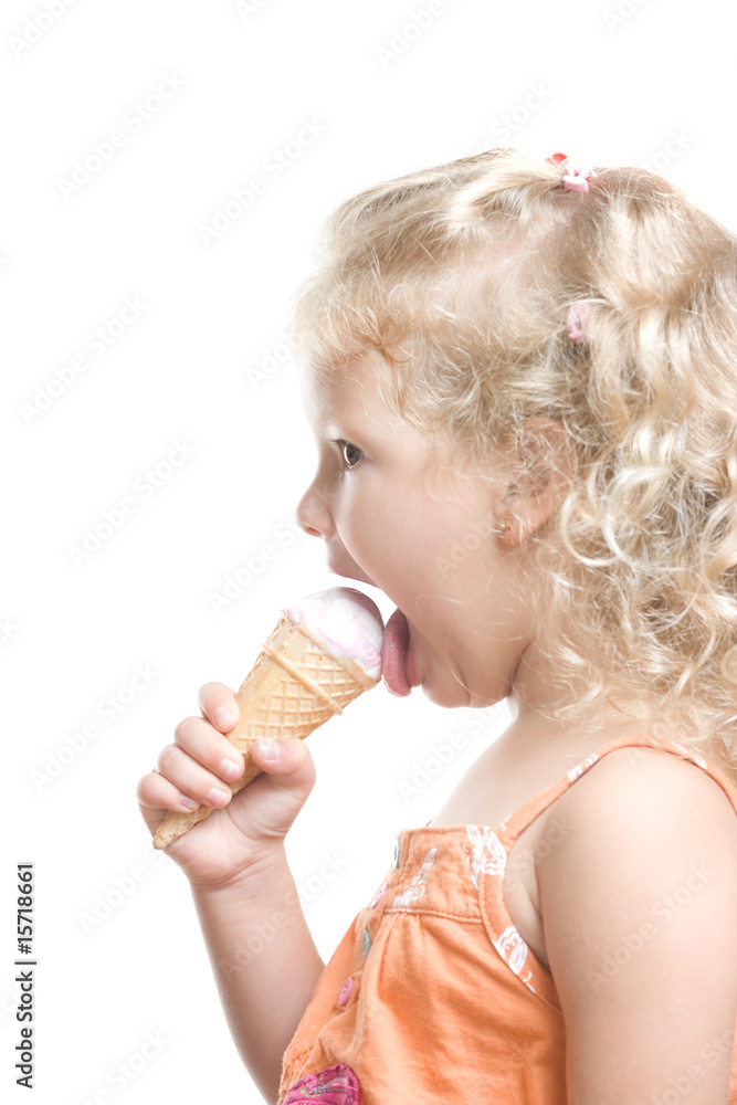Little girl licking icecream Stock Photo Adobe Stock