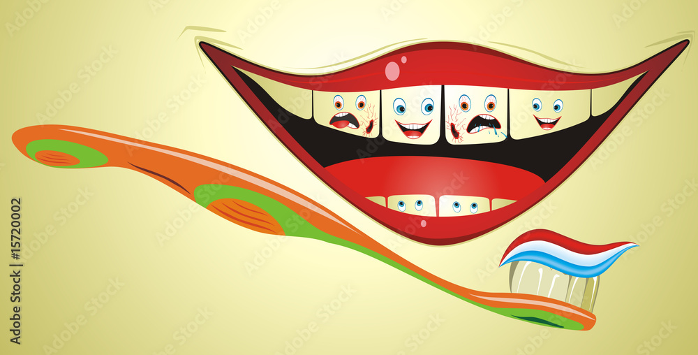 Funny Mouth With Toothbrush Funny Mouth With Toothbrush