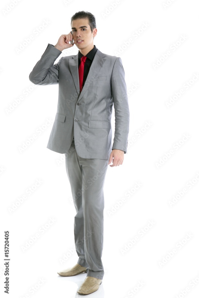 Businessman young full body talking phone Businessman young full body talking phone