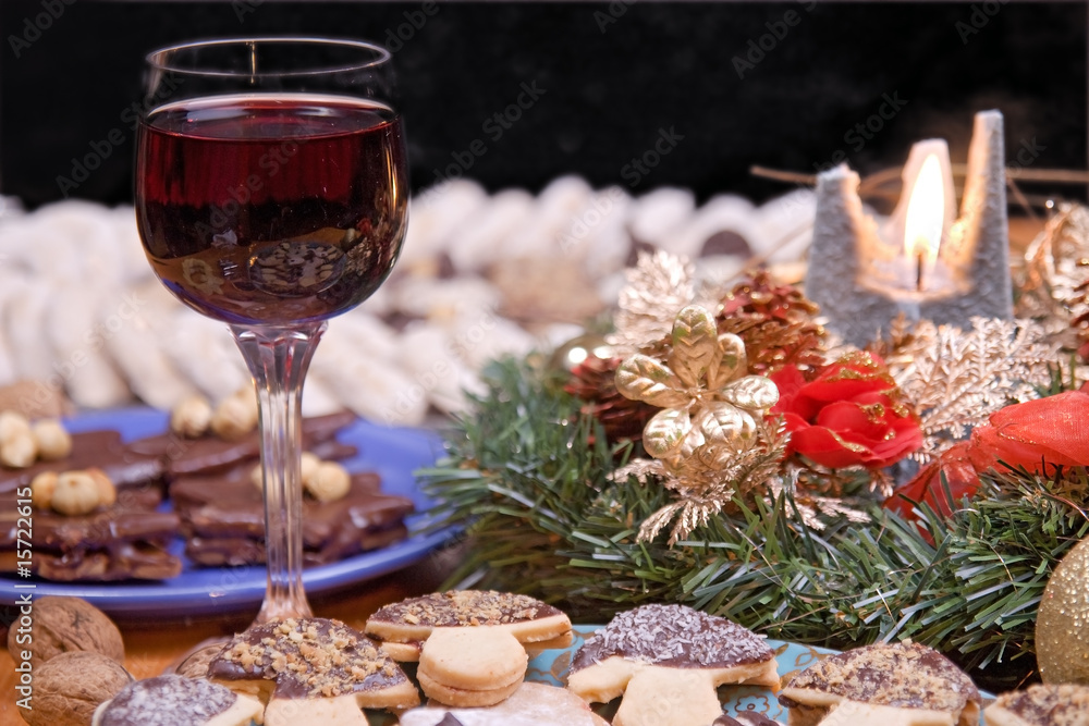 Christmas cookies and wine Christmas cookies and wine
