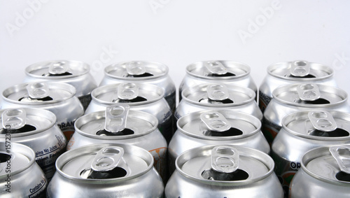 Soda cans top angle view